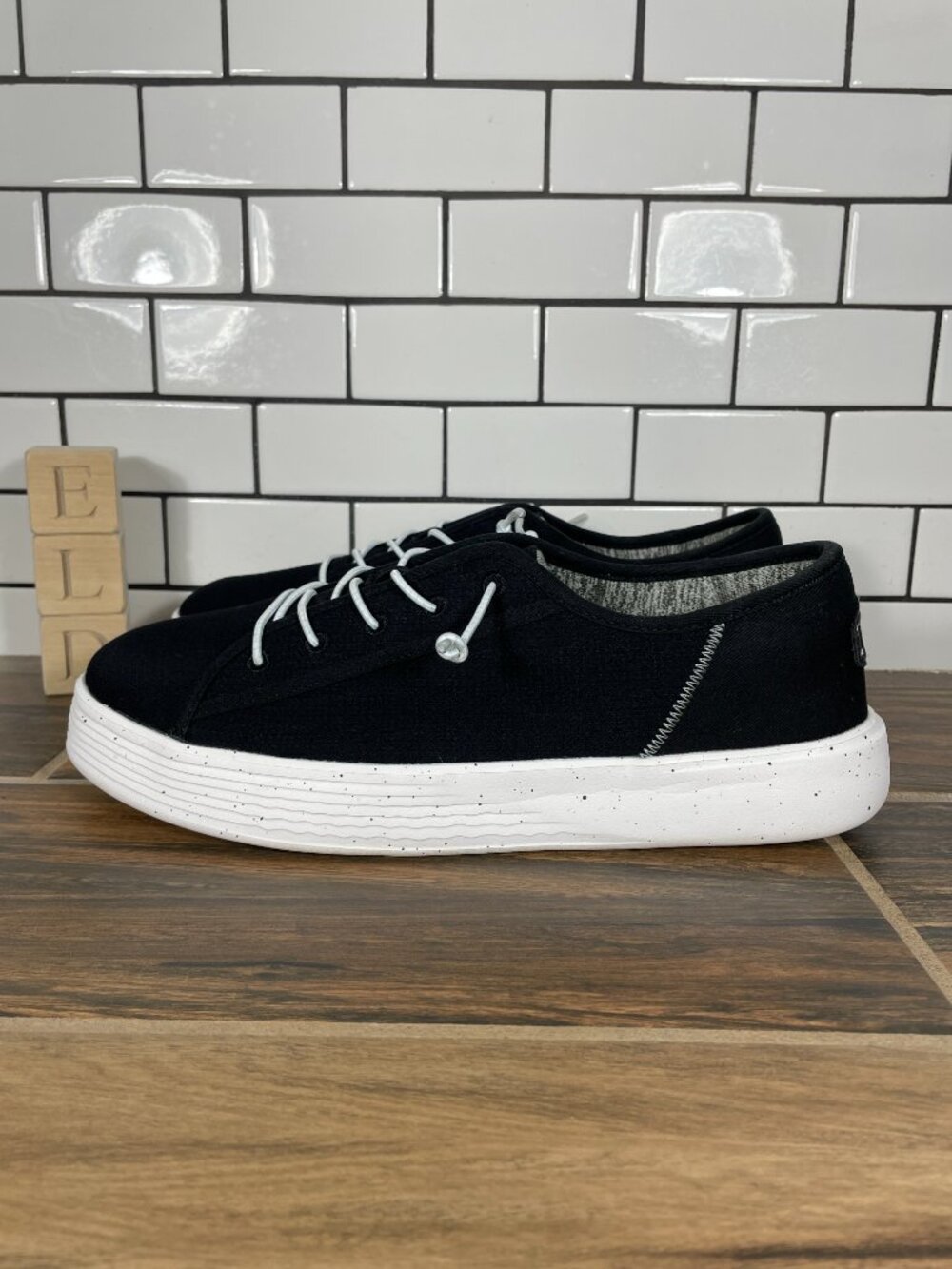Hey Dude Cody M Sport Mesh Shoes Mens Size 10 Black White Casual Slip On Sneaker